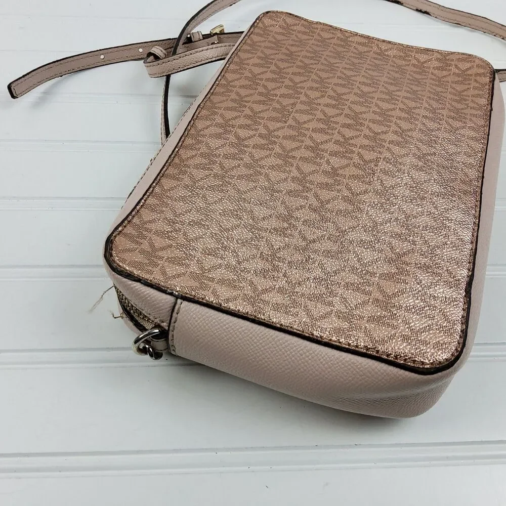 Michael Kors MK Signature Metallic Chain Crossbody Shoulder Purse